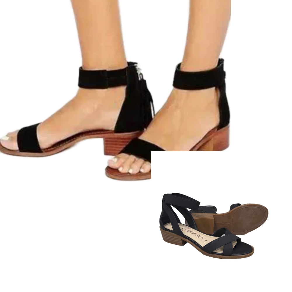 SOLE SOCIETY "Sefraya" Crisscross Elastic Stretch Ankle Strap Open Toe Sandal